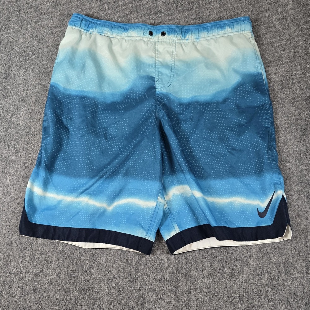 Nike Swim Trunks Mens Medium Blue Pattern‎ Board Shorts Blue Fury